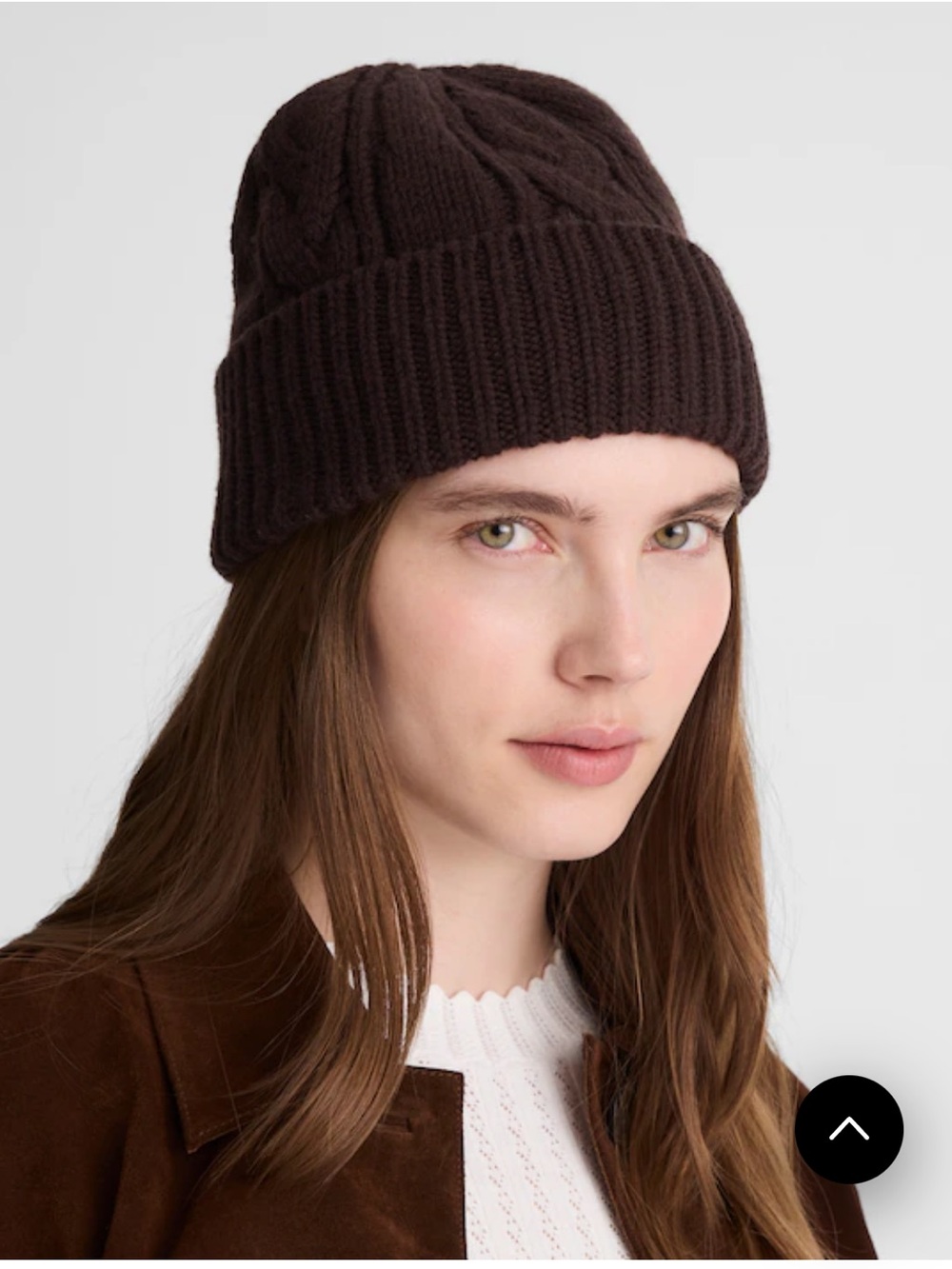 Madewell Cable-Detail Fold-Over Beanie — Dark Chocolate NWT